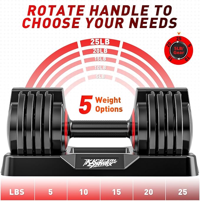 25/55lbs Adjustable Dumbbells Set, Dumbbells with Anti-Slip Metal Handle for Exercise & Fitness Fast Adjust Weight for Full Body Workout Fitness