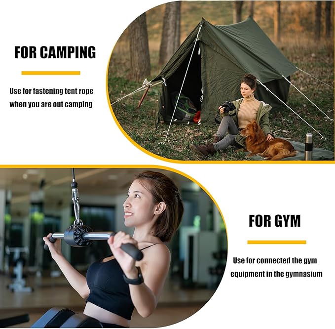 30PCS 3" Black Heavy Duty Spring Snap Hook, M8 5/16" Galvanized Steel Snap Hook Carabiner Quick Link Carabiner Clip, 500LBS Holding Capacity Quick Link Keychain for Swing Hammock Gym Outdoor