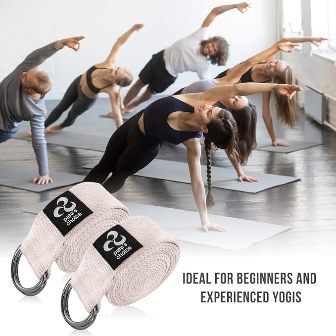 2-PACK or 5-PACK Yoga Exercise Adjustable Straps 8Ft | BONUS eBook | with Durable D-Ring For Pilates & Gym Workouts | Hold Poses, Stretch, Improve Flexibility & Maintain Balance