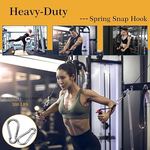 100Pcs 2.4" Carabiner Clip Spring Snap Hook, M6 2-3/8 Inch Heavy Duty Galvanized Steel Spring Snap Hook, Quick Link Keychain Clip for Keys Swing Set Camping Fishing Hiking Traveling(260 lbs Capacity)