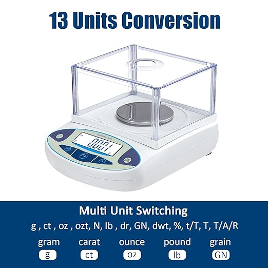 Lab Analytical Balance 500g x 0.001g Precision Digital Scale 0.001 Gram Accuracy Laboratory Scientific Milligram Scale Jewelry Scales with Windshield
