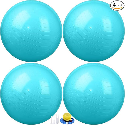 Leyndo 4 Pcs 26 Inch Yoga Exercise Ball Pilates Pregnancy Birthing Fitness Ball with Quick Pump Anti Burst for Improved Posture, Balance, Yoga, Pilates, Training