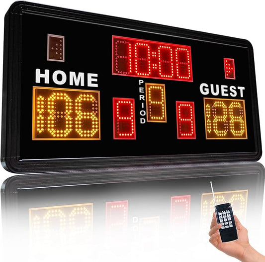 Large Electronic Scoreboard, Basketball Scoreboard with Timer, Digital Scoreboard with Remote, Score Keeper with Buzzer