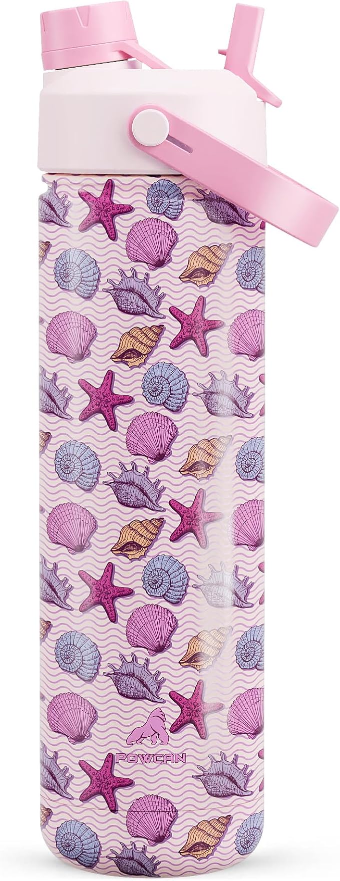 26 oz Insulated Water Bottle with 2-in-1 Straw and Spout Lid, Keep Cold 24H, Leak-Proof, Fits in Car Cup Holder, Stainless Steel Water Bottle for Sports, Trip, Gym, and School (Seashell Sonata)