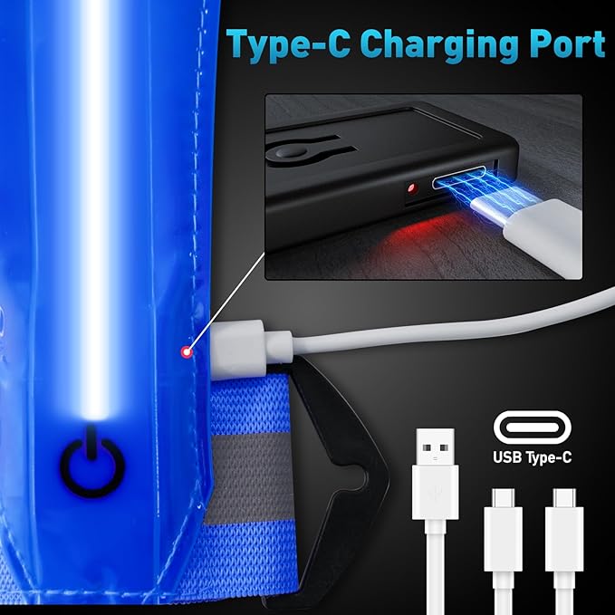 LED Reflective Vest Safety Gear, Light Up Vest for Night Walking Cycling, High Visibility Running Vest with Reflective Strips