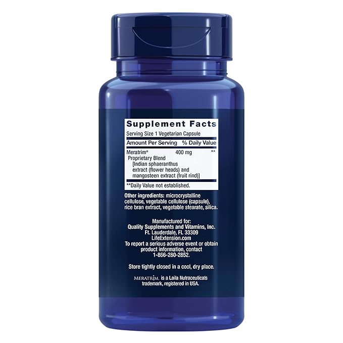 Life Extension Waistline Control™, S. indicus, Mangosteen, Meratrim®, Healthy Weight, Waistline, Non-GMO, Gluten Free, Vegetarian, 60 Capsules