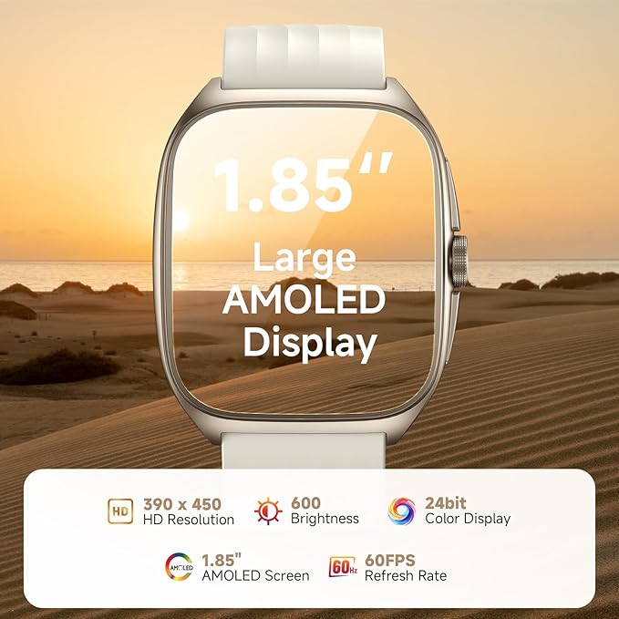 2025 SOUYIE Smart Watch for Men and Women with SOS Emergency Alert, 1.85" AMOLED Fitness Tracker with 100+ Sports Modes, Heart Rate, SpO2, Sleep Monitor, IP68 Waterproof, Compatible Android and iPhone