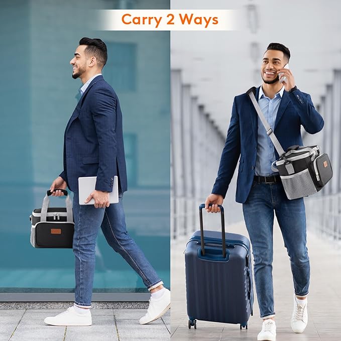 Lifewit Medium Lunch Bag Insulated Lunch Box Soft Cooler Cooling Tote for Adult Men Women, Gray and Black 12-Can (9L)