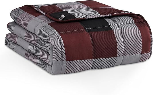 L'AGRATY Weighted Blanket - 48"x72" 15lbs Cooling Breathable Heavy Blanket Microfiber Material with Glass Beads for Adult All-Season Summer Fall Winter Soft Thick Comfort