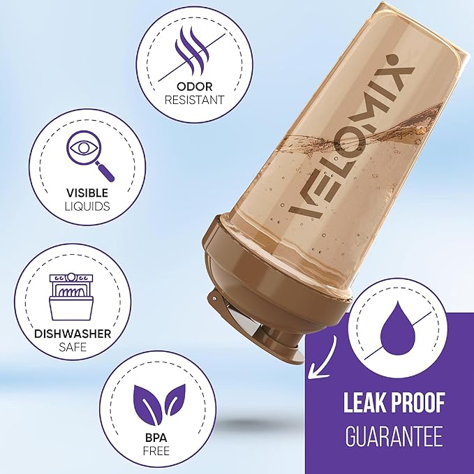 '-4 PACK- 28 oz Protein Shaker Bottle for Protein Mixes - 4x Wire Whisk | Leak Proof Shaker Cups for Protein Shakes | Protein Shaker Bottle Pack | Protein Shake Cup (Brown)