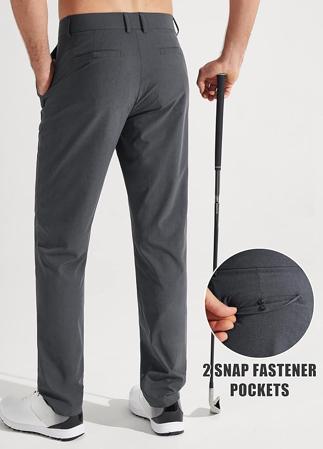 Libin Mens Golf Pants Stretch Work Dress Pants 30"/32"/34" Quick Dry Lightweight Casual Comfy Trousers with Pockets