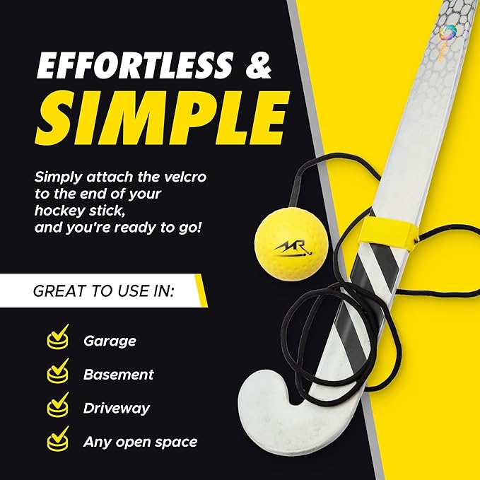 LLC - Hockey Trainer, Professional Field Hockey Ball for Solo Hockey Training, Off-Field Speed Training System, Hockey Stick Handling Balls, Portable with Sturdy Bungee Line, 1 Count