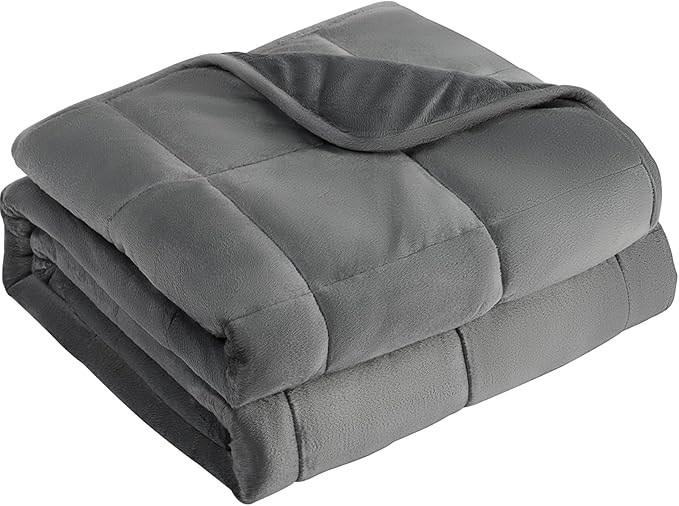 L'AGRATY Weighted Blanket - 48"x72" 15lbs Soft Breathable Heavy Blanket Minky Material with Glass Beads for Adult All-Season Summer Fall Winter Soft Thick Comfort