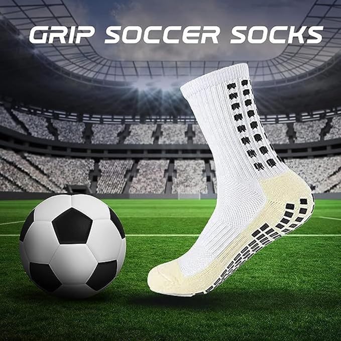 2 Set Anti-Slip Grip Soccer Socks with Shin Guard Sleeves, Sports Athletic Socks for Men Women