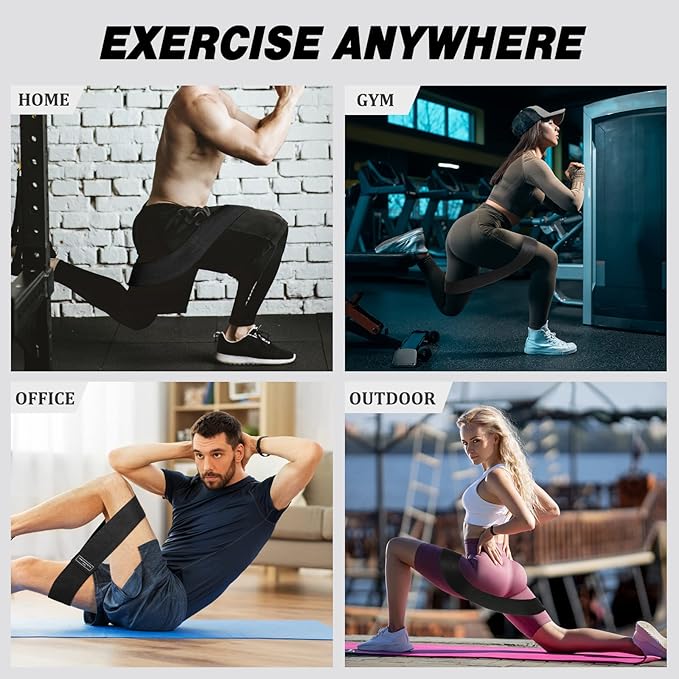 12 Pcs Fabric Resistance Bands for Working Out Booty Workout Stretch Exercise Bands Non Slip for Legs Squat Resistance Loop for Women Men Starter Butt Hip Thigh Fitness