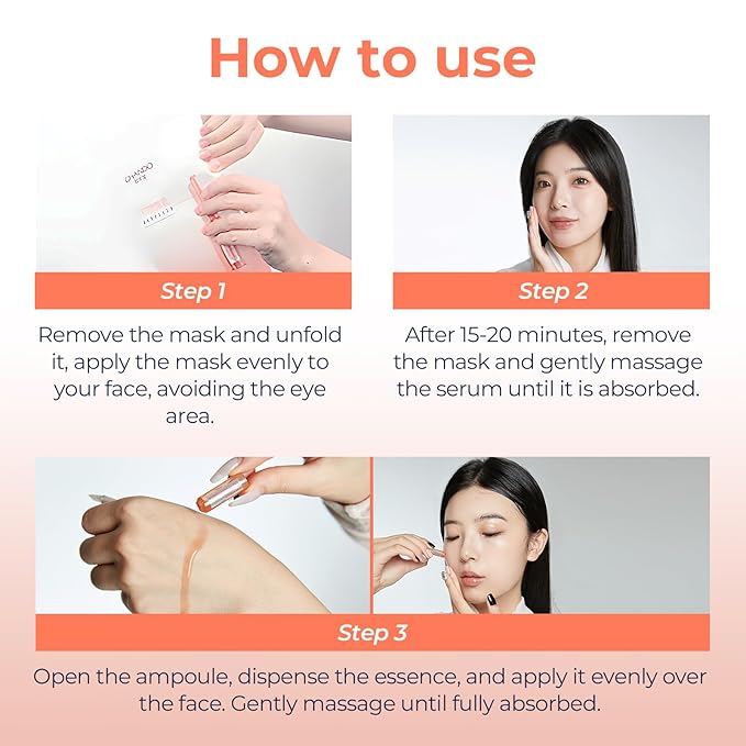 2-Step Astaxanthin Firming Ampoule Mask (1.5ml+33mlx5PCS) - Firming & Radiance-Boosting with Astaxanthin for Wrinkle Reduction and Even Skin Tone