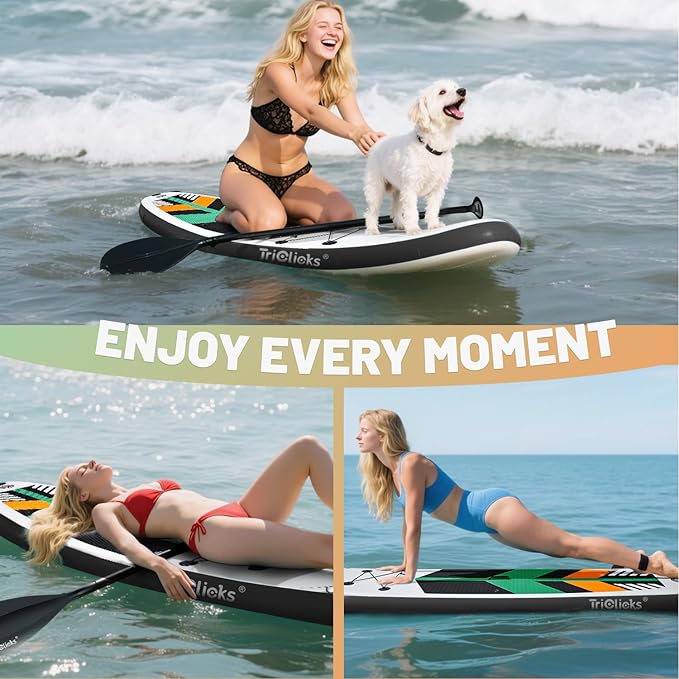 10' Inflatable Stand Up Paddle Board, Ultra-Light Wide Yoga Board for All Skill Levels with Premium SUP Paddleboard Accessories, 84L Waterproof Bag, Non-Slip Comfort Deck for Youth & Adults