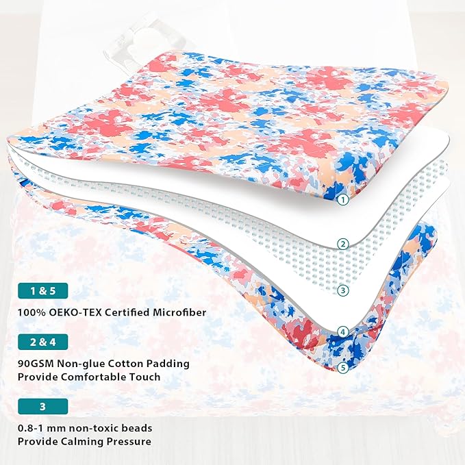 L'AGRATY Weighted Blanket - 48"x72" 15lbs Cooling Breathable Heavy Blanket with Glass Beads for Adult All-Season