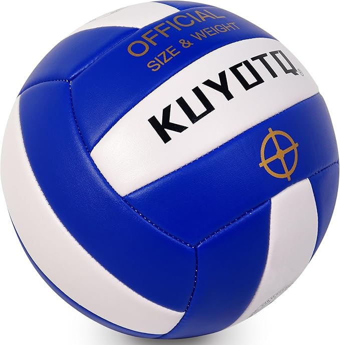 KUYOTQ Official Size 5 in&Outdoor Beach Volleyball,3MM Thickened Surface Soft Leather Youth Womens Mens Volleyball for Game Gym Training(Deflated)