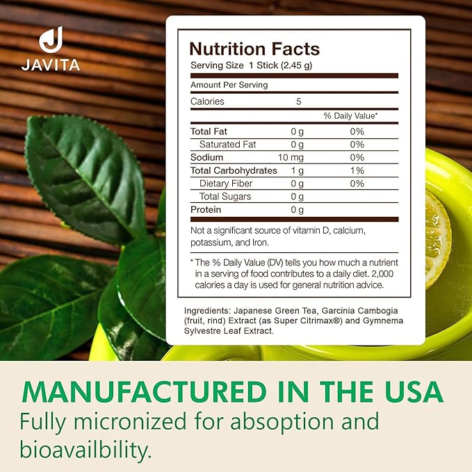 Lean + Green, Premium, 100% Japanese Matcha Green Tea, Garcinia Cambogia (as Super Citrimax) & Gymnema Sylvestre, for Weight Management, Appetite Control 24 ct - 1 Box, Javita