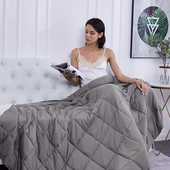 L'AGRATY Weighted Blanket - 88"x104" 20lbs Cooling Breathable Heavy Blanket Microfiber Material with Glass Beads for Adult All-Season Summer Fall Winter Soft Thick Comfort