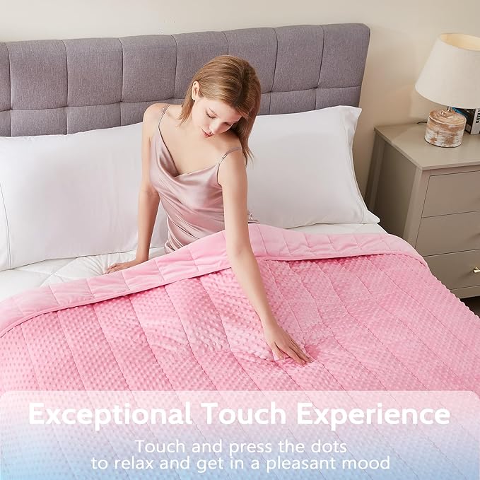 L'AGRATY Weighted Blanket for Adult - 60"x80" 20lbs Minky Dots Heavy Blanket with Glass Beads: Soft Breathable for All-Season Summer Fall Winter Thick Comfort for Sleeping