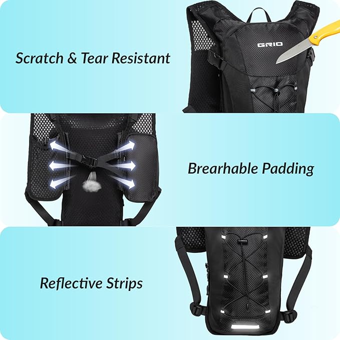 Lightweight Hydration Backpack for Women & Men, Small Running Backpack, Hiking Backpack with 2L Water Bladder Running Vest for Hiking Cycling Running Biking Black
