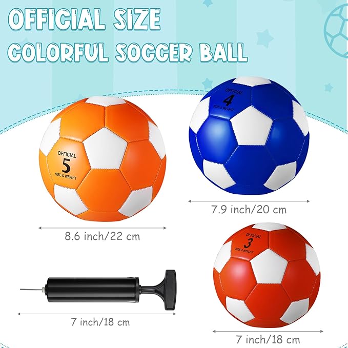 Libima 12 Pcs Soccer Balls with Pump Official Size 3/4/5 Soccer Ball Bulk for Child Adult School Sport Training Practice Christmas Operation