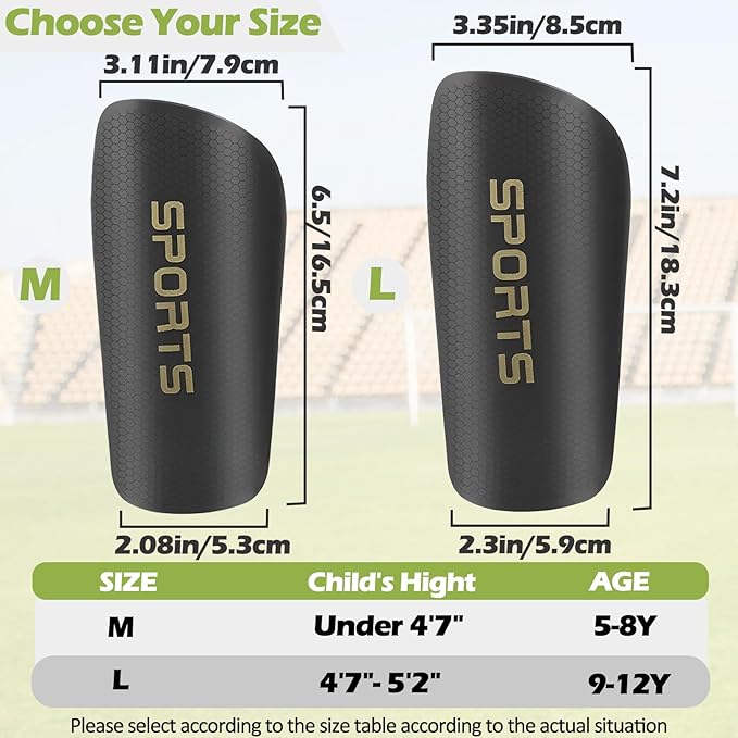 2 Pair Kids Grip Soccer Socks and 2 Pair Shin Guard Sleeves,1 Pack Shin Guards and 4 Shin Straps for Soccer Football Sports