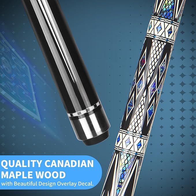 Kmise Professional Pool Cue Stick - 19 20 21oz Canadian Maple Cue Sticks, Low Deflection Shaft with Telescopic Carbon Fiber Extension, Pool Sticks for Aults, Billiard Cue Sticks with Leather Cue Case