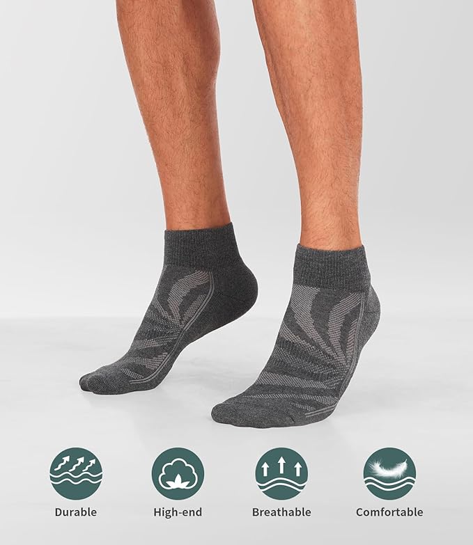 Lapulas 6 Pack Men's Ankle Socks with Cushion, Cotton Quarter Socks for Sport Training Running