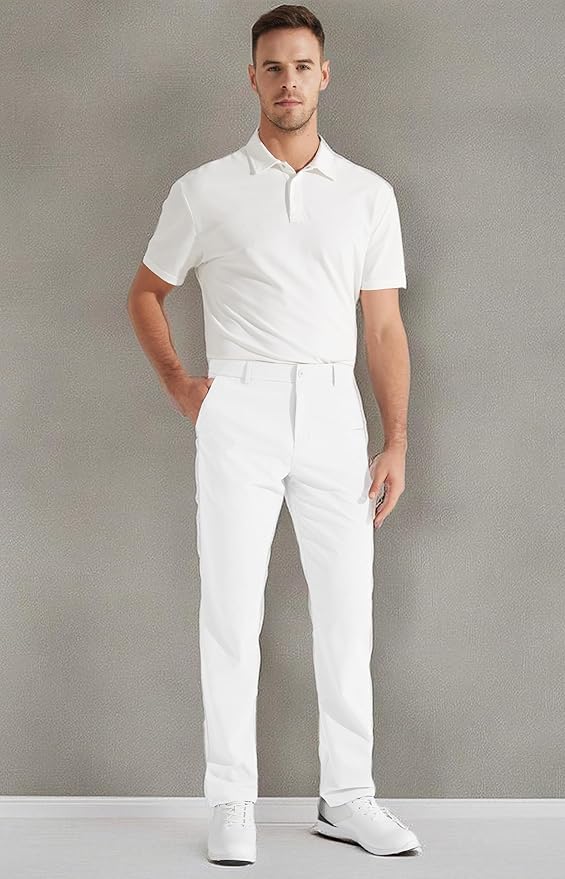 Libin Mens Golf Pants Stretch Work Dress Pants 30"/32"/34" Quick Dry Lightweight Casual Comfy Trousers with Pockets