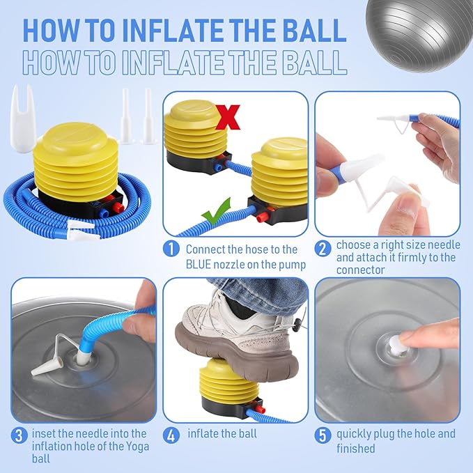 Leyndo 4 Pcs 26 Inch Yoga Exercise Ball Pilates Pregnancy Birthing Fitness Ball with Quick Pump Anti Burst for Improved Posture, Balance, Yoga, Pilates, Training