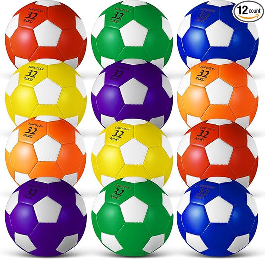 Libima 12 Pcs Soccer Balls with Pump Official Size 3/4/5 Soccer Ball Bulk for Child Adult School Sport Training Practice Christmas Operation