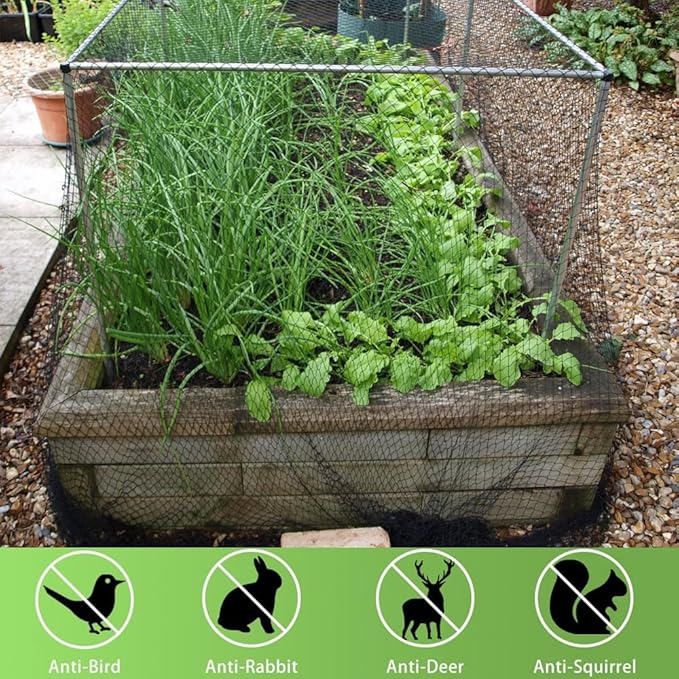 25x100 FT Bird Netting for Chicken Coop, 1 Inch Mesh, Strong Woven, UV Resistant, Reusable, Protects Garden Plants, Fruit Trees, Vegetables, Against Deer, Rabbits, Squirrels, Small Animals