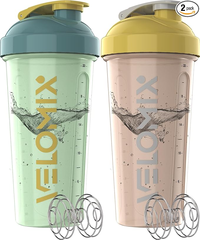'-2 Pack- 28 oz Protein Shaker Bottles for Protein Mixes - 2x Wire Whisk | Leak Proof Shaker Cups for Protein Shakes | Protein Shaker Bottle Pack | Shakers for Protein Shakes-Soft Combo