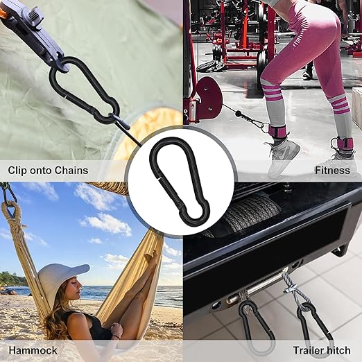 KINLINK 20 Pack Black Carabiner Clip, 3.54 inch Heavy Duty Spring Snap Hook, Caribeener Clips for Camping, Hiking, Travel, Fishing, Quick Link Keychain, Water Bottle, Backpack