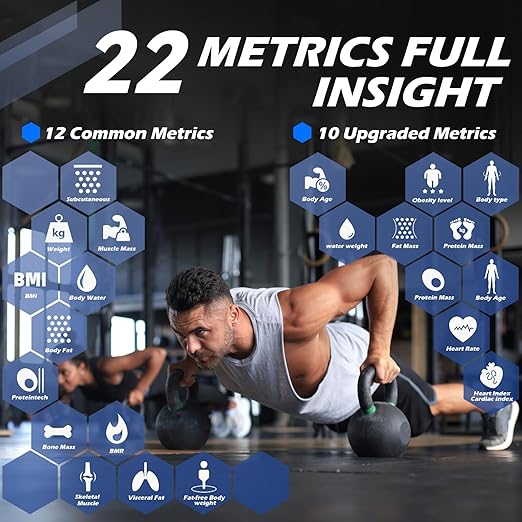 Lepulse Smart Weight Scale With BMI Body Fat Muscle Mass, 4.68" Large Display With Trend, High Accurate 22 Composition Scale With Heart Rate, Bathroom Scale With App, White