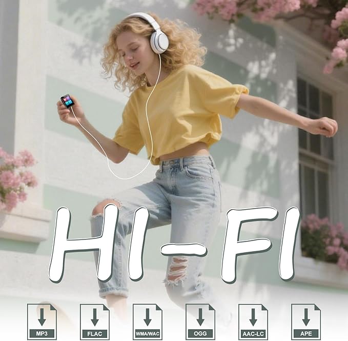 1.8 inch MP3 Player with Bluetooth, 32GB Digital Music Player for Kids, Portable Mini Bluetooth MP3 Player with Speaker Lossless Sound with FM Radio, Voice Recorder, Supports up to 512GB, Black