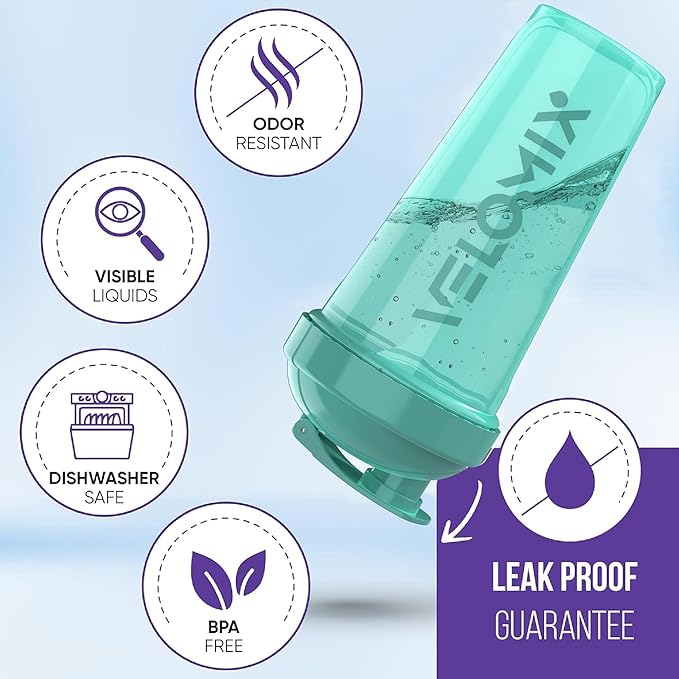 '-2 Pack- 28 oz Protein Shaker Bottles for Protein Mixes - 2x Wire Whisk | Leak Proof Shaker Cups for Protein Shakes | Protein Shaker Bottle Pack (Black/Turquoise)