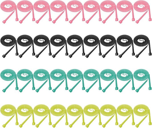 24/36 Pack Pvc Jump Rope, Adjustable Speed Jump Rope with Plastic Handles for Men Women, Skipping Rope for Exercise and Gym Fitness