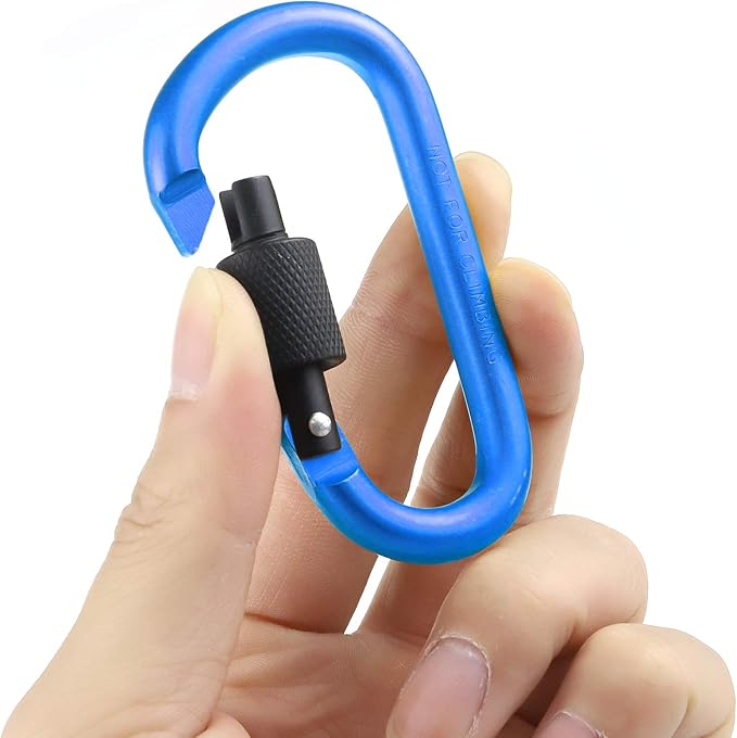 10 Pack Aluminum D Ring Key Rings Hiking Clips Locking Carabiner for Hiking Camping Fishing and Outdoor Use，Clips with Screw Gate Multicolored