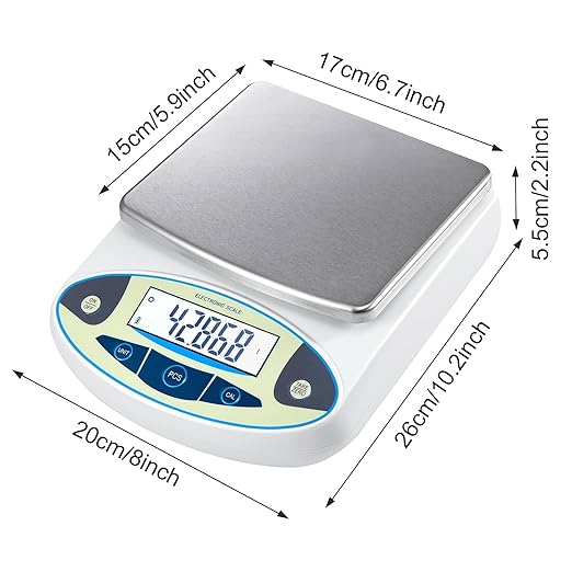 Lab Scale 6000gx0.01g Analytical Balance,0.01g High Precision Electronic Digital Balance Scale Scientific Scale (up to 6kg, 0.01g) for Kitchen Lab Weighing Jewelry Scale (6000g/0.01g)