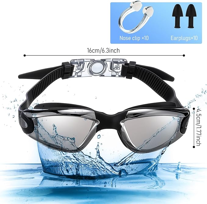 Konohan 10 Pack Swim Goggles Bulk for Kids adult Pool Goggles Anti Fog Silicone No Leak Swimming Glasses for Men Women Youth