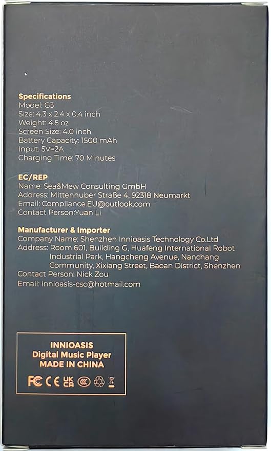 160GB MP3 Player with Bluetooth and WiFi, innioasis Music Player with Spotify,Pandora,Amazon Music,4" Touch Screen Android MP4 MP3 Player for Kids with Libby,Audible,Spotify Kids(Black)