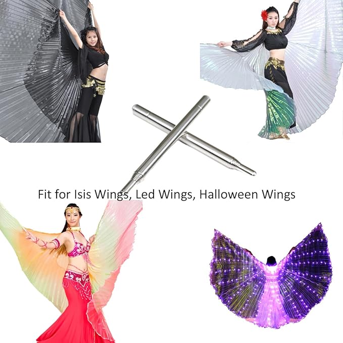Light Weight Super Endurance Belly Dance Wings Telescopic Stick, Stainless Steel Telescopic Rod Cat Noir Stick