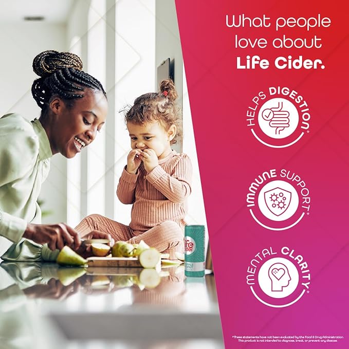 Life Cider | 12 Pack (12 Fl Oz) | Black Cherry | Sparkling Apple Cider Vinegar Beverage | Aids Digestion & Immune System | Vitamin C, D3, Zinc, B12