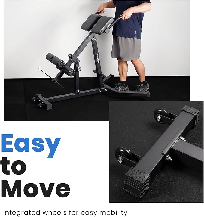 LIONSCOOL Heavy-Duty Adjustable Roman Chair - Back Extension Bench with Multiple Adjustment Functions- Hyperextension Bench Perfect for Home Gym