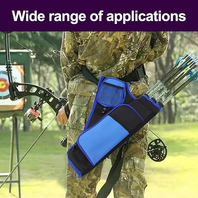 3-Tubes Hip Quiver Waist Hanged Archery Arrow Carry Bag with Pockets Adjustable Belt for Hunting, Target Practice, and Outdoor Shooting, Fits Both Youth and Adults