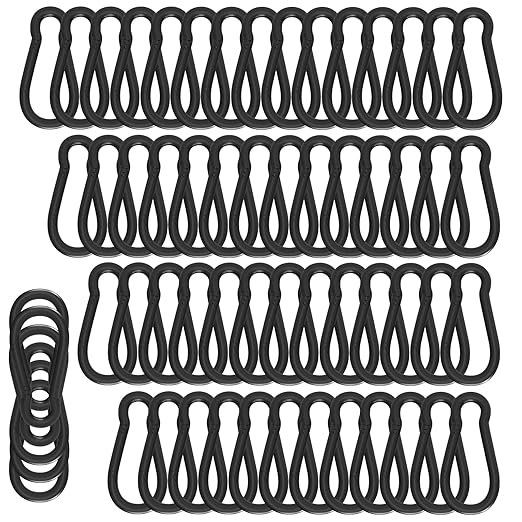 100PCS Black Carabiner Clip, M5 2Inch Spring Snap Hook Quick Link Small Carabiner Clips, 3/16'' Spring Carabiner Link Buckle for Fishing Camping Hammock Dog Leashes-220LBS Holding Capacity